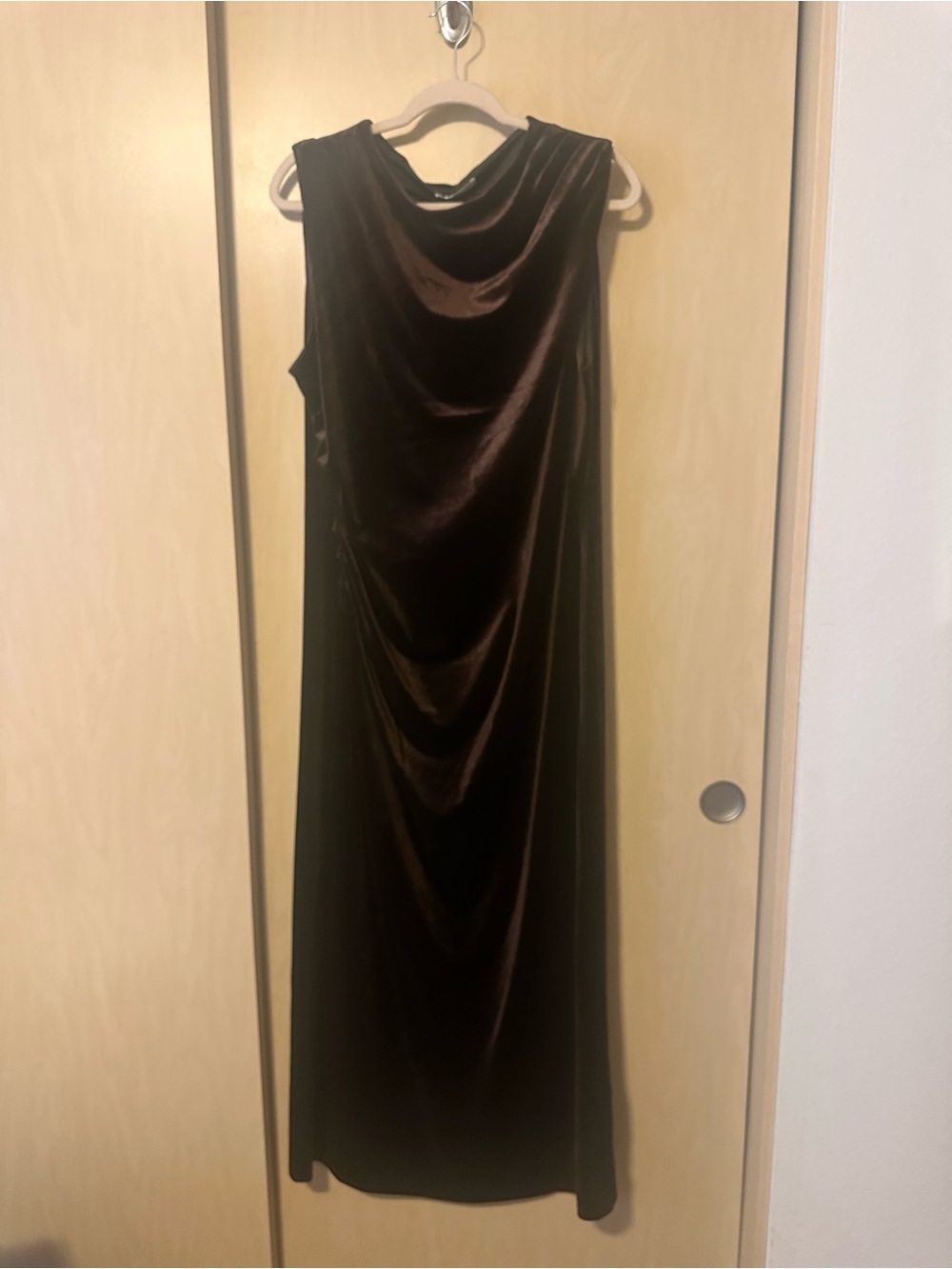 Chocolate Brown Velvet Maxi Dress NWT